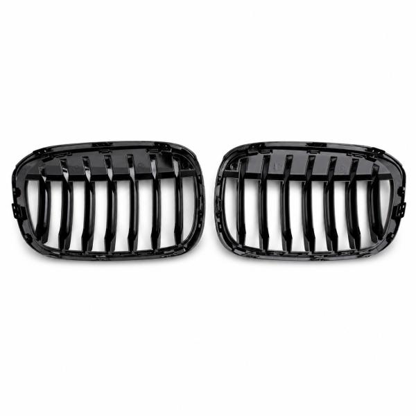 Sportgrill Kühlergrill Single kompatibel mit BMW X1 F48 14-19 schwarz glanz