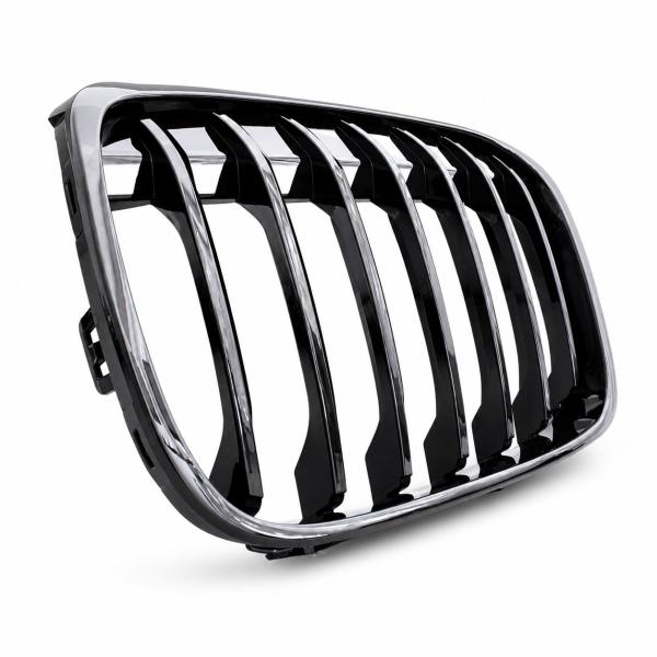 Sportgrill Kühlergrill Single kompatibel mit BMW X1 F48 14-19 schwarz glanz