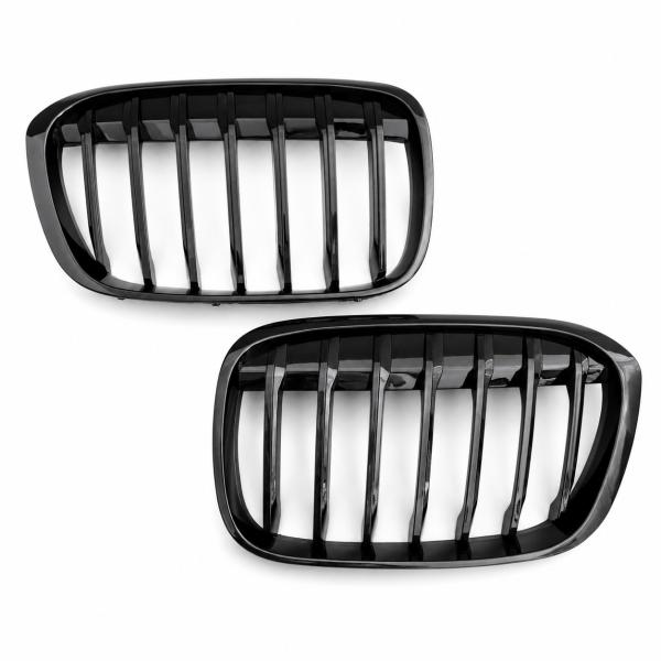 Sportgrill Kühlergrill Single kompatibel mit BMW X1 F48 14-19 schwarz glanz