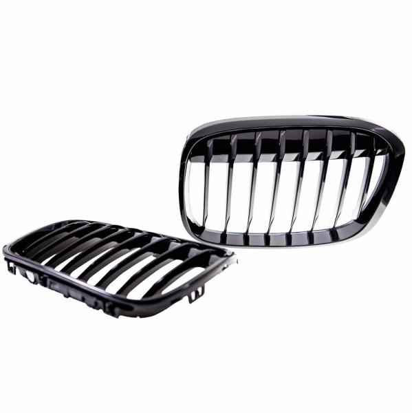 Sportgrill Kühlergrill Single kompatibel mit BMW X1 F48 14-19 schwarz glanz