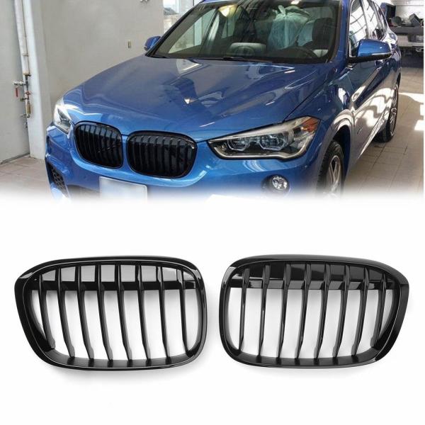 Sportgrill Kühlergrill Single kompatibel mit BMW X1 F48 14-19 schwarz glanz