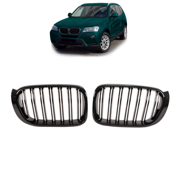 Kühlergrill / Sportgrill schwarz glanz für BMW X3 F25 X4 F26 14-17