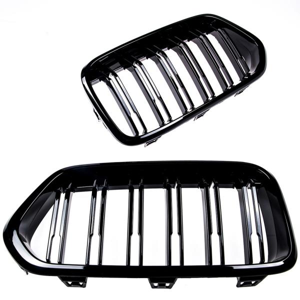 Sportgrill Kühlergrill Doppelsteg kompatibel mit BMW X2 F39 17-23 glanz schwarz