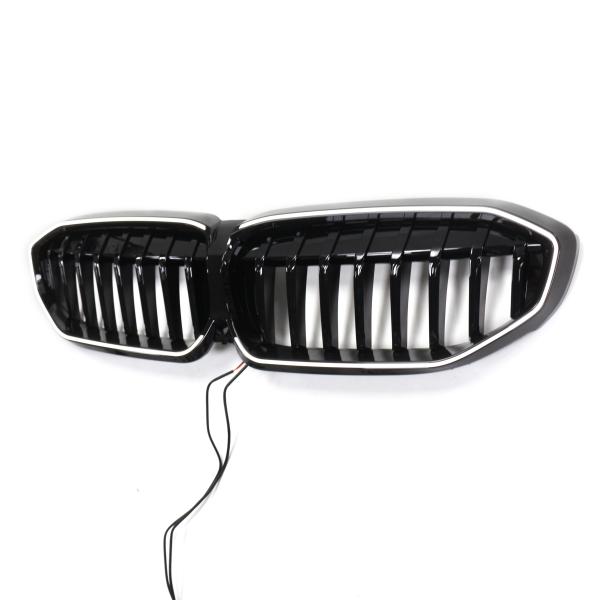 LED-Kühlergrill mit einer Lamelle in Hochglanz schwarz für BMW 3er G20 G21 19-22