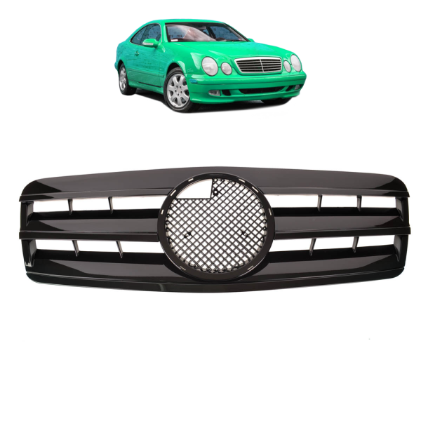 Passt für CLK W208 C208 A208 Gitter Grill Kühlergrill Schwarz glänzend 1997-2003