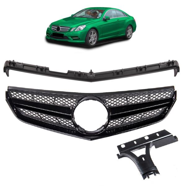 Kühlergrill Komplett Schwarz für Mercedes E W207 Coupe Cabrio nicht für AMG GT
