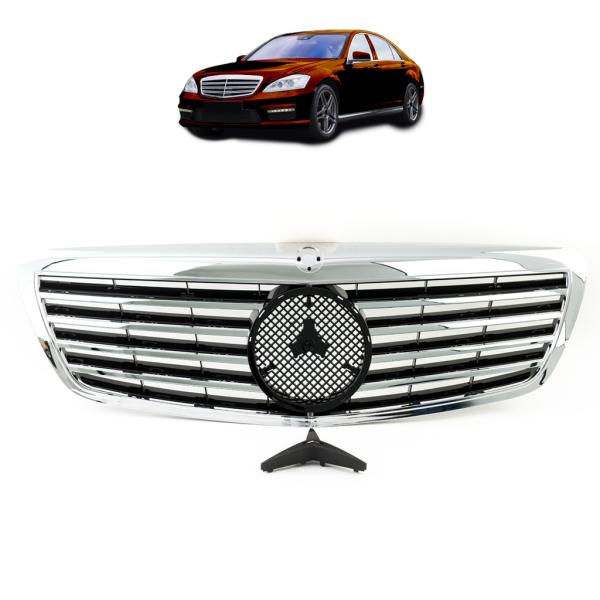Sport Kühlergrill Chrom Silber für Mercedes Benz S-Klasse (W221) ab 2005-2006