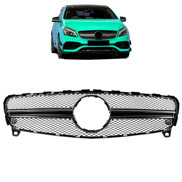 Kühlergrill Schwarz passt für Mercedes A-Klasse W176 Mopf ab 15-19 nicht A45 AMG