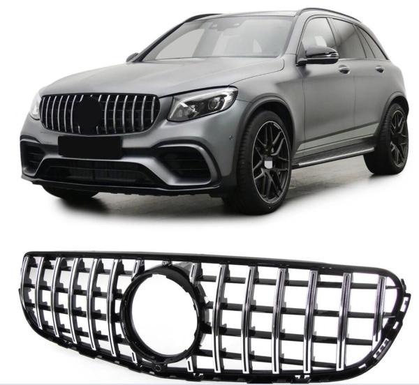Kühlergrill Schwarz Chrom passt für Mercedes GLC X253 +Sport-Panamericana GT