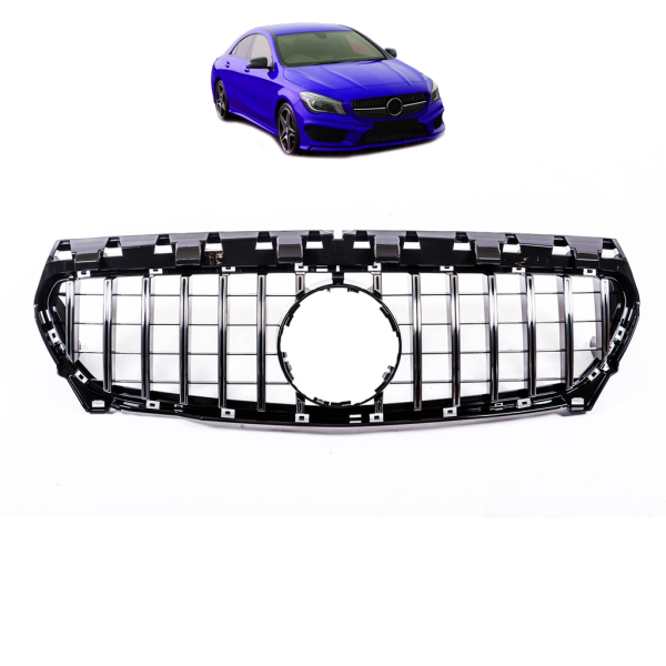 Kühlergrill schwarz chrom passt an Mercedes W117 CLA 13-16 Sport-Panamericana GT
