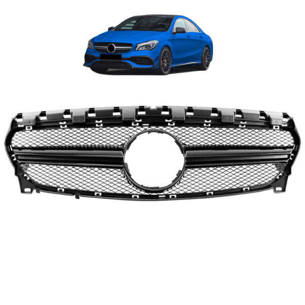 Sport Kühlergrill Schwarz Glanz passt für Mercedes C117 W117 CLA Mopf + 45 AMG