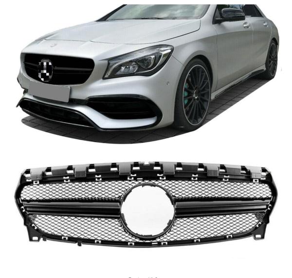Sport Kühlergrill Schwarz Glanz passt für Mercedes C117 W117 CLA Mopf + 45 AMG