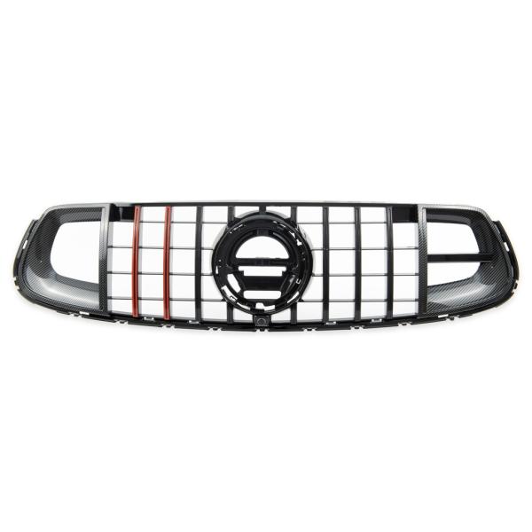 Kühlergrill Schwarz Rot + Carbon passt für Mercedes GLC X253 Evo Panamericana GT