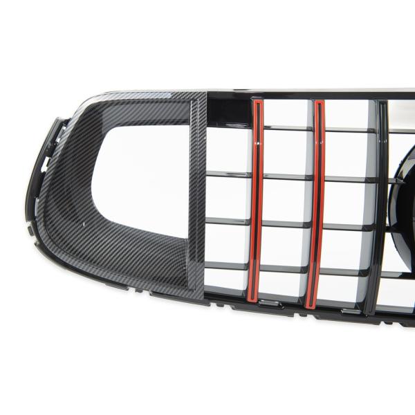 Kühlergrill Schwarz Rot + Carbon passt für Mercedes GLC X253 Evo Panamericana GT