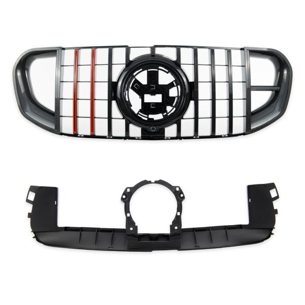 Kühlergrill Frontgrill schwarz GT-R Carbon Look für MERCEDES GLS (X167) 2018-