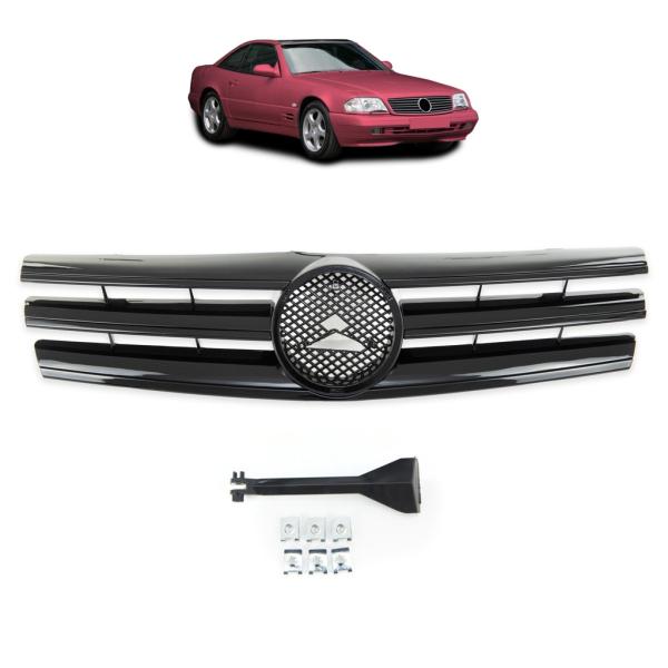 Sport Kühlergrill Schwarz glanz für Mercedes Benz SL (R129) ab 1989-2001