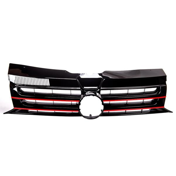 Kühlergrill Grill Clean Schwarz lackiert Leiste Rot für VW T5 GP Facelift 09-15
