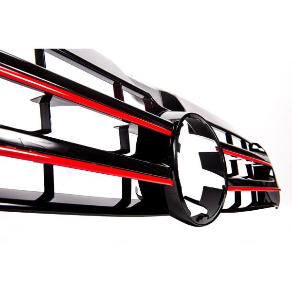 Kühlergrill Grill Clean Schwarz lackiert Leiste Rot für VW T5 GP Facelift 09-15