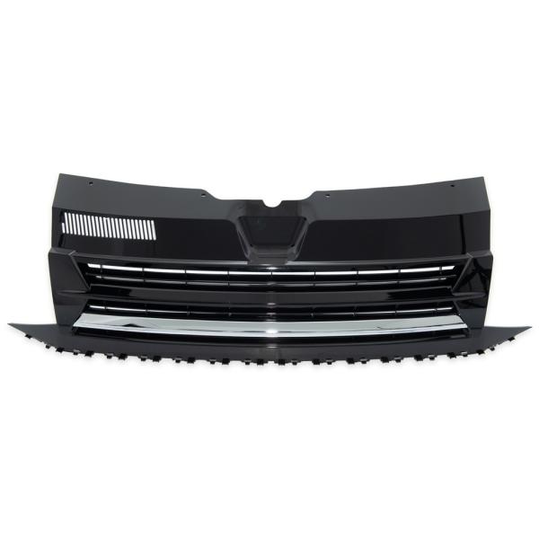 Kühlergrill Schwarz Glanz Chrom ohne Emblem für VW T6 Bus Transporter 2015-2019
