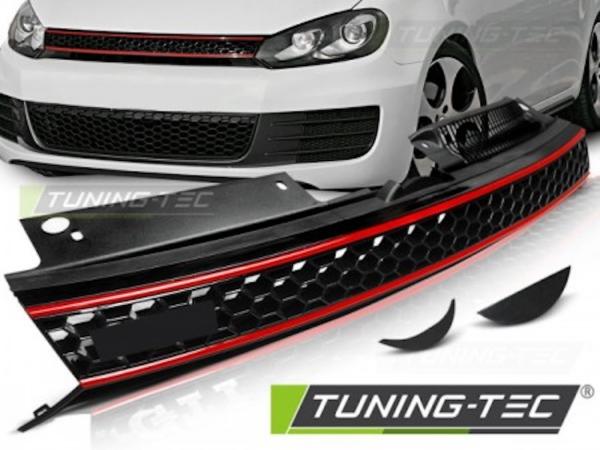 Sportgrill / Kühlergrill für Volkswagen Golf 6 09-12 schwarz/rot in Wabengitter Design