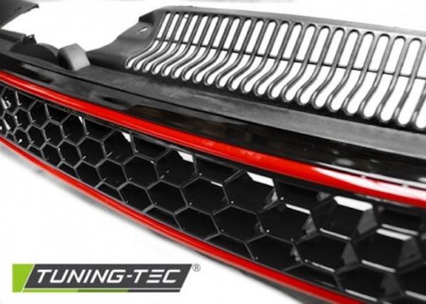 Sportgrill / Kühlergrill für Volkswagen Golf 6 09-12 schwarz/rot in Wabengitter Design