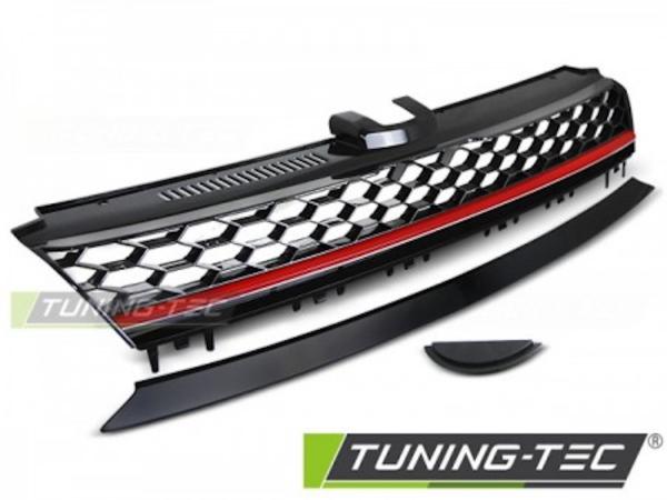 Sportgrill / Kühlergrill für Volkswagen Golf 7 (VII) 13-17 schwarz/rot in Wabendesign