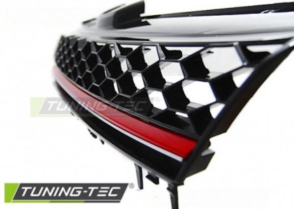 Sportgrill / Kühlergrill für Volkswagen Golf 7 (VII) 13-17 schwarz/rot in Wabendesign
