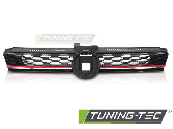 Sportgrill / Kühlergrill für Volkswagen Golf 7 (VII) Facelift 17-20 Hochglanz-schwarz/rot in Wabendesign