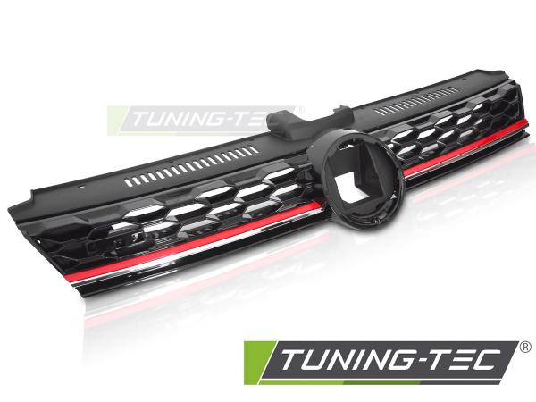 Sportgrill / Kühlergrill für Volkswagen Golf 7 (VII) Facelift 17-20 Hochglanz-schwarz/rot in Wabendesign