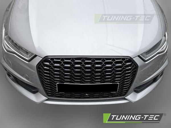 Wabengitter Sportgrill / Kühlergrill für Audi A6 4G (C7) 10-14 Hochglanz schwarz