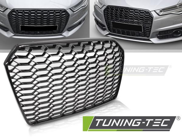 Wabengitter Sportgrill / Kühlergrill für Audi A6 4G (C7) Facelift 14-18 Hochglanz schwarz