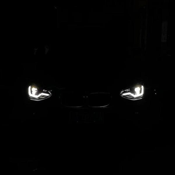 VOLL LED Tagfahrlicht Angel Eyes Scheinwerfer für BMW 1er F20/F21 11-15 schwarz mit dynamischen Blinker