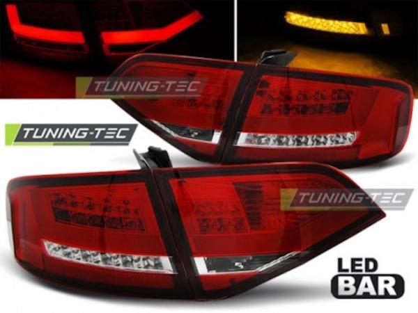 LED Lightbar Rückleuchten für Audi A4 B8 (8K) Limo Bj. 08-11 Rot/Chrom