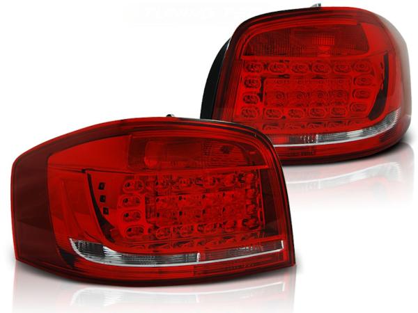 LED Rückleuchten für Audi A3 8P Facelift Bj. 08-12 Rot/Chrom