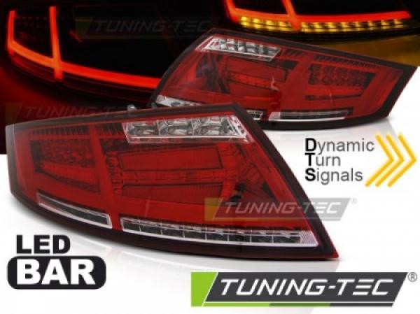 Voll LED Lightbar Rückleuchten für Audi TT 06-14 Rot/Chrom dynamischer Blinker