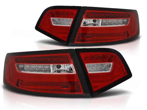 LED Lightbar Rückleuchten für Audi A6 C6 4F Limo Bj. 08-11 Rot/Chrom
