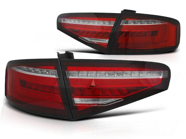 Voll LED Lightbar Rückleuchten für Audi A4 B8 (8K) 11-15 Rot/Chrom für Halogen