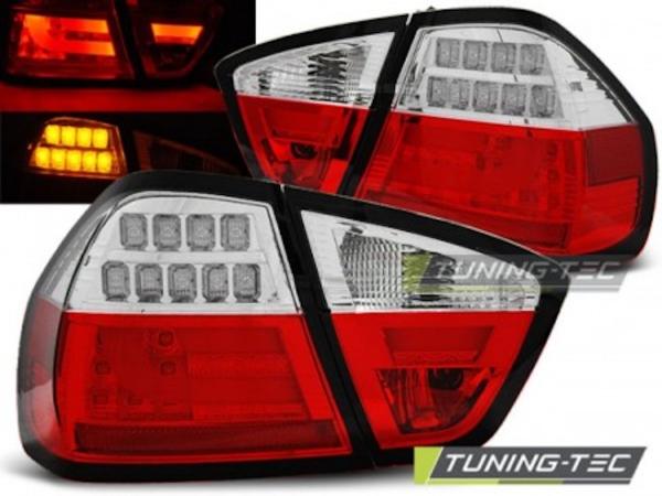 LED Lightbar Rückleuchten für BMW E90 Limo Bj. 05-08 Rot/Chrom