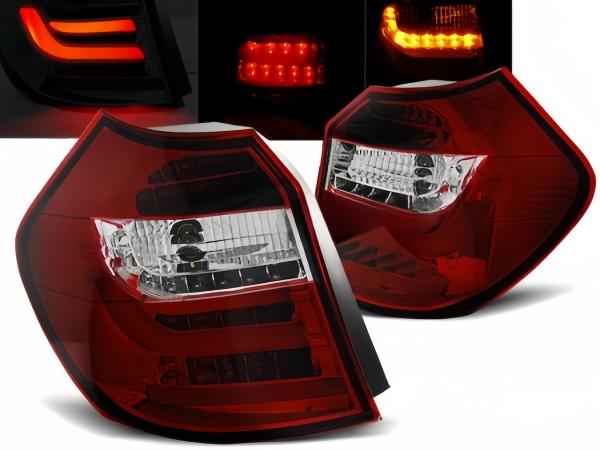 LED Lightbar Rückleuchten für BMW E81/E87 LCI Bj. 07-11 Rot/Chrom