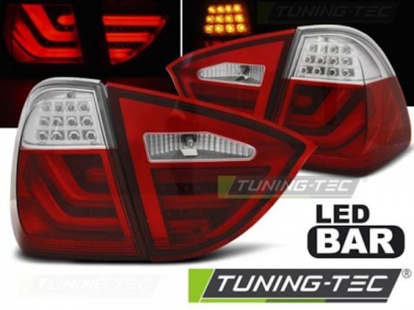 LED Lightbar Rückleuchten für BMW E91 Touring Bj. 05-08 Rot/Chrom