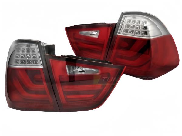 LED Lightbar Rückleuchten für BMW E91 LCI Touring Bj. 08-12 Rot/Chrom
