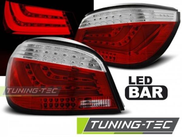 LED Lightbar Rückleuchten für BMW E60 LCI Limo Bj. 07-10 Rot/Chrom