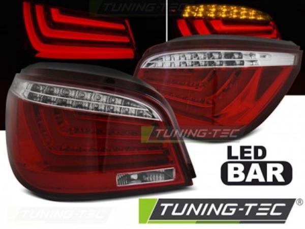 LED Lightbar Rückleuchten für BMW E60 LCI Limo Bj. 07-10 Rot/Chrom