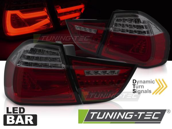 Voll LED Lightbar Rückleuchten für BMW E90 LCI Limo Bj. 08-12 Rot/Smoke