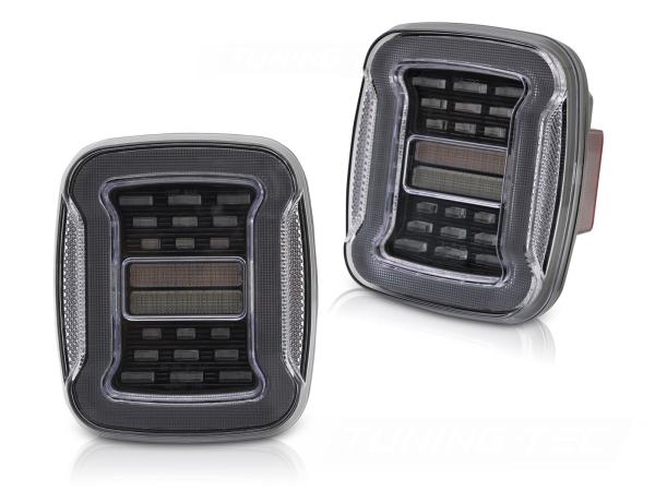 VOLL LED Upgrade Design Rückleuchten Set für Chrysler Jeep Wrangler YJ 91-96 / TJ 96-06 schwarz/weiß dynamisch