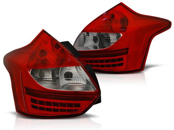LED Lightbar Rückleuchten für Ford Focus MK3 Bj. 11-14 Rot/Chrom