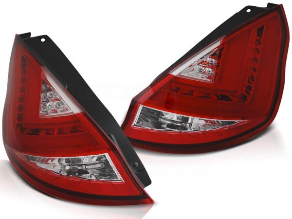 LED Lightbar Rückleuchten für Ford Fiesta MK7 Bj. 13-17 Rot/Chrom