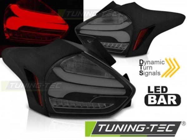 LED Lightbar Rückleuchten für Ford Focus MK3 15- Black Smoke dynamischer Blinker