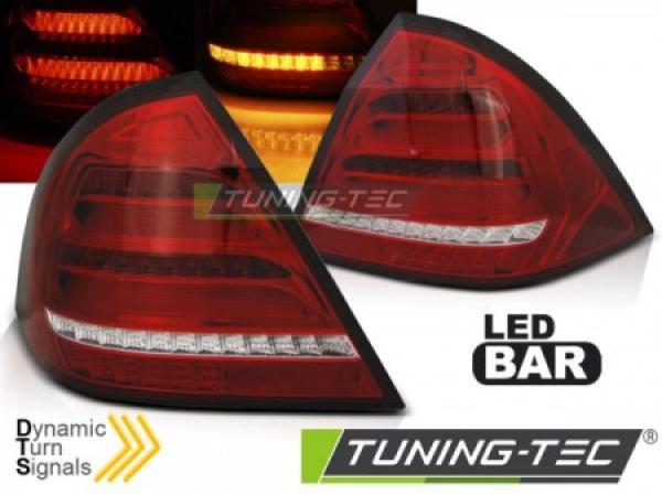 Voll LED Lightbar Rückleuchten für Mercedes C-Klasse W203 Limo  00-04 Rot/Chrom