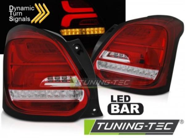 LED Lightbar Rückleuchten für Suzuki Swift V 17- Rot/Chrom dynamischer Blinker
